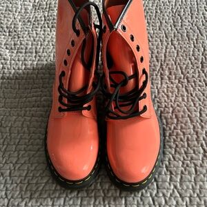 New Doc Dr Martens Clemency Coral Patent Boots, 10